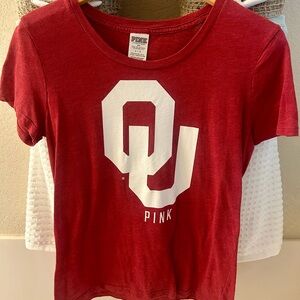 PINK Victoria's Secret OU University of Oklahoma Tee Game Day Football Sooners